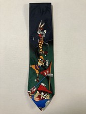 Looney Tunes Mania Men's Necktie Tie Polyester Bugs Taz Daffy Golfing Golf 57"