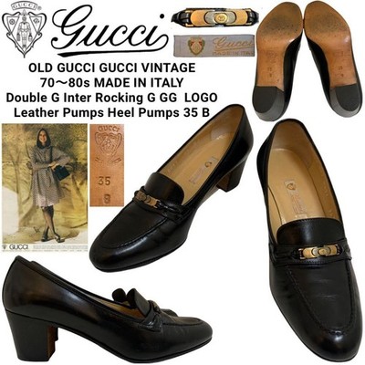 ALTE GUCCI 70er Italy Made GG Leder Pumps Heels Schwarz Größe 35 B (22,5cm)...