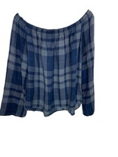 Cloth & Stone Womens Off The Shoulder Plaid B...