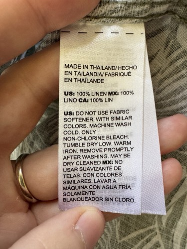 Chico's Women's No-Iron Linen Tunic Blouse Size 4 (US-20) Button Up Palm Leaves - Picture 7 of 9