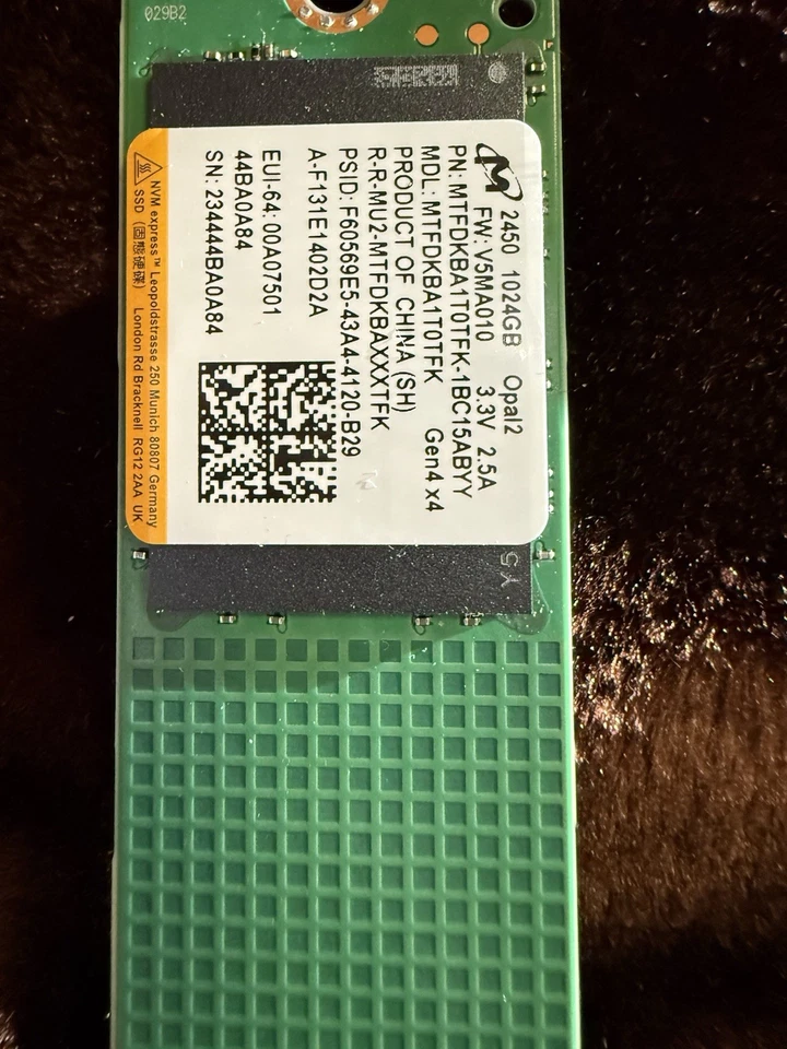 Micron 2450 1TB Opal2 NVMe SSD Gen 4x4 MTFDKBA1T0TFK - image 2 of 3