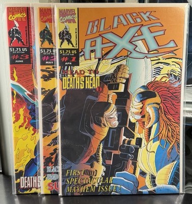 Black Axe #1 - 3 KEY 1st App Black Axe Romita Cover 3 BOOK RUN Marvel UK 1993 NM