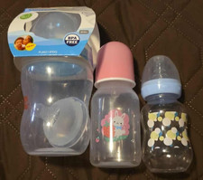 Lot of 3 Baby Bottles, One Playtex Natural Feeding Bottle, Two unbranded
