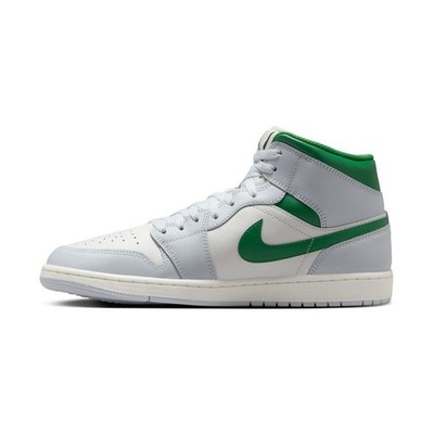MENS AIR JORDAN 1 MID_SUMMIT WHITE/PINE GREEN-PURE PLATINUM DQ8426