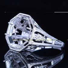 925 Sterling Silver Semi Mount Ring Round 13mm Solitaire Engagement Wedding