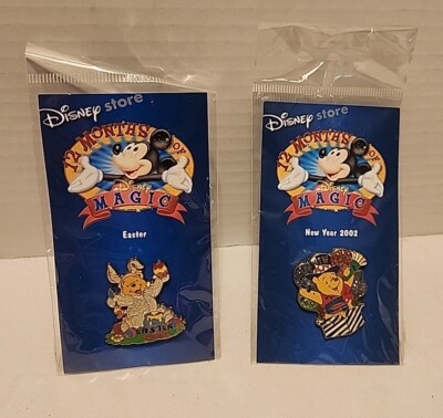 2 Disney 12 Months of Magic Easter 2002 And New Year Winnie the Pooh Pins