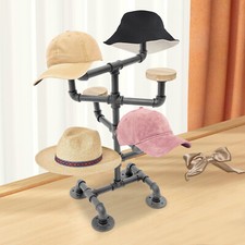 4 Tiers Industrial Hat Display Stand Hat Hold...
