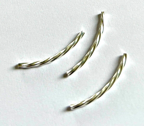 Pack of 3 Pieces Sterling Silver Curved Twisted Tube 2x30mm