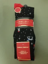 New Perry Ellis Portfolio Mens 5 Pack Comfort Stretch Socks.