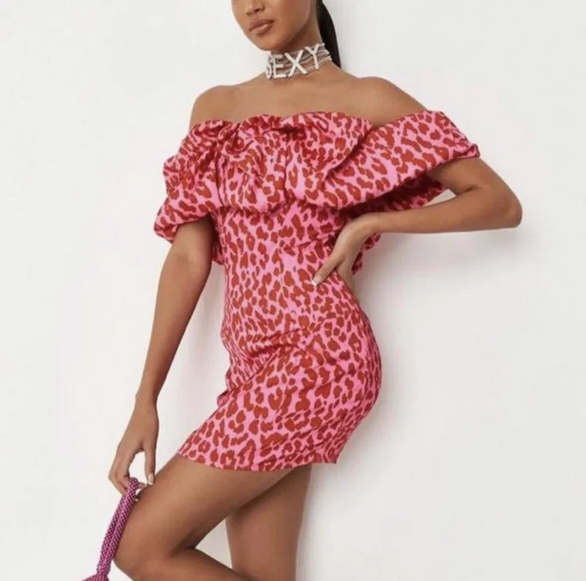 Missguided red leopard dress top