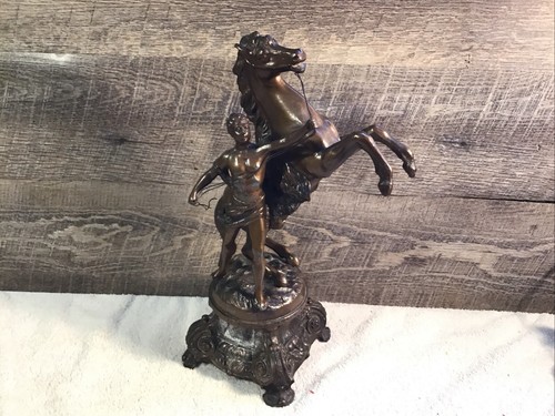 Vintage 14 Inch Spelter Marly Horse Metal Statue Sculpture