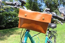 brown leather bike handlebar bag 3-4 oz hide vintage cruiser style USA made C