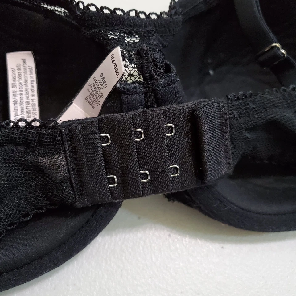 Sujetador Victoria Secret Mujer 32DD Negro Encaje Dream Angels Forrado Demi Ajustable Foto 4 de 4