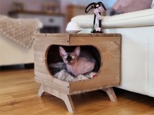 Rustic Cat Bed - Cat Basket - Cat Bed - Cat Cube Side Table (CC) (EM)