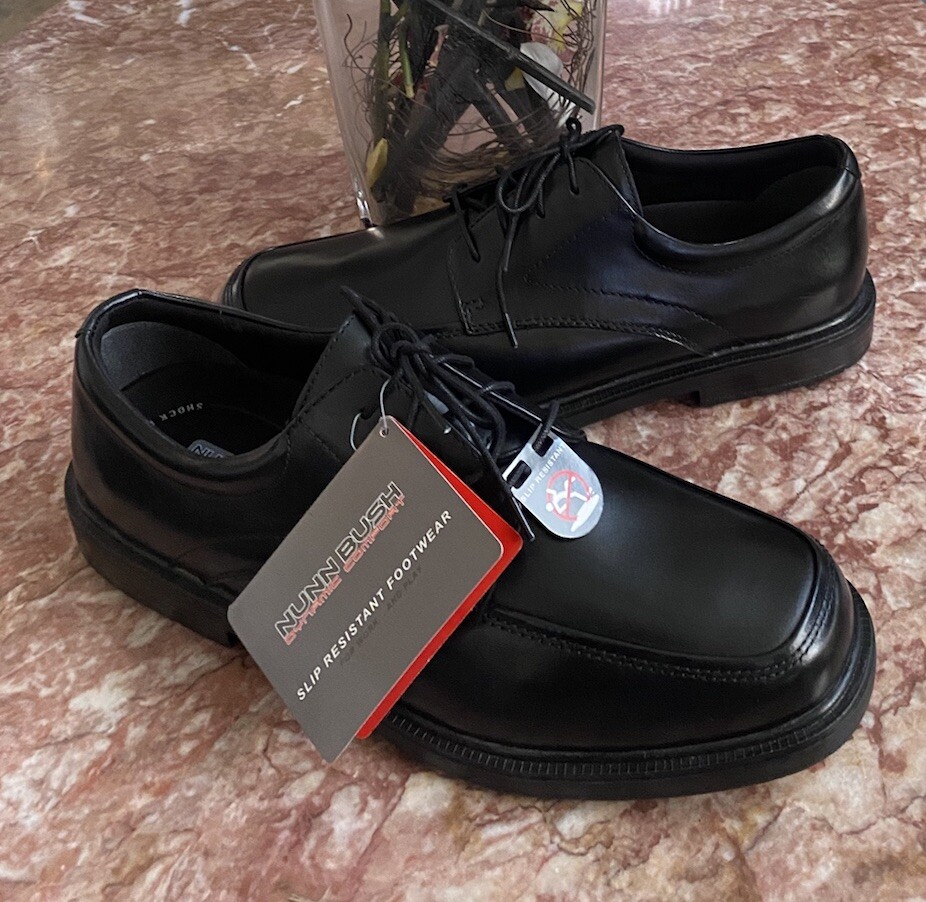 SAOLA Scarpe eleganti Oxford nuove con etichette Nunn Bush nere in vera pelle taglia 12 M