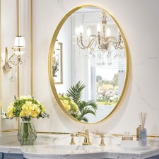 Gold Oval Bathroom Mirror Wall Decorative for Entryway Hall Living Room Bedroom