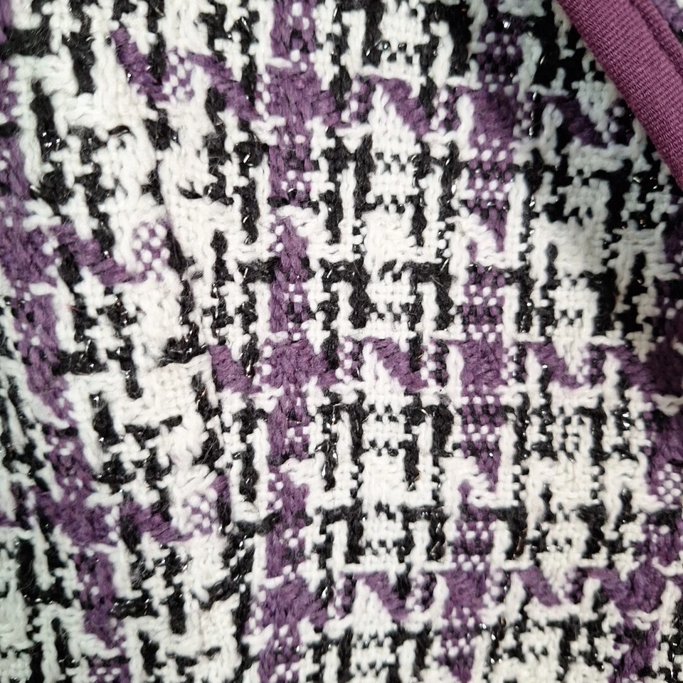 Y2K Purple White Metallic Silver Tweed Woven Blazer Jacket Women Size M - Image 2 of 4