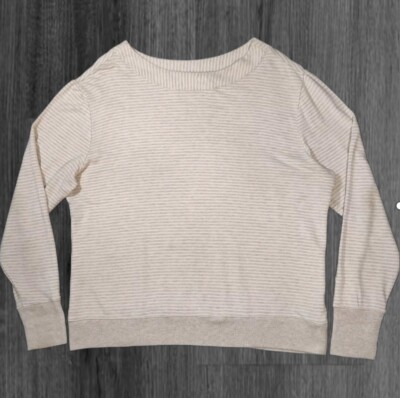 Athleta Hellbraun Gestreiftes Weiches Vlies Sweatshirt für Damen Größe XL