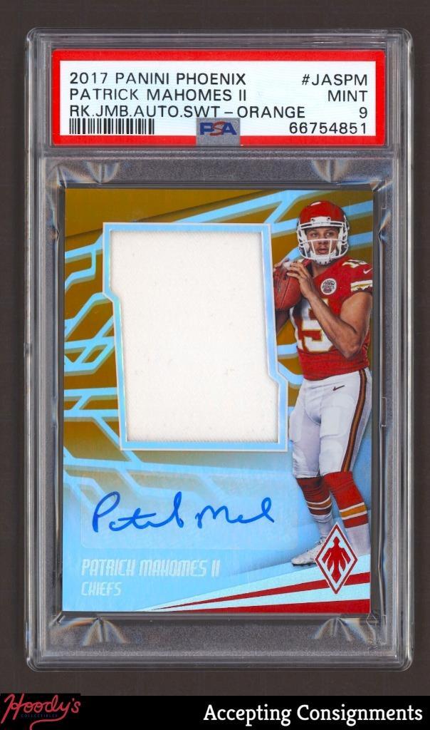 Patrick Mahomes Panini Phoenix Rookie Jumbo Autograph Swatch #JASPM Orange