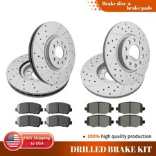 For 2018-2022 Jeep Cherokee Front & Rear Drilled Brake Rotors + Ceramic Pads Kit