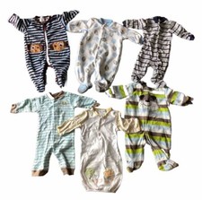 Infant Size 3 Months Baby Newborn Rompers Sleepwear Bodysuit Lot Of 6 EUC