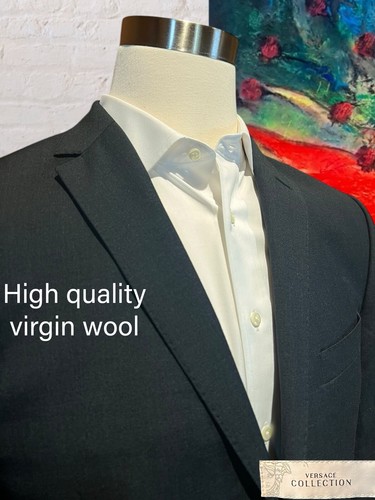 Versace Collection Suit 42R 35x30.5 Solid Black Designer Luxury Note - Picture 5 of 20