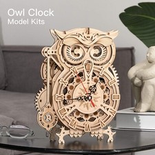 ROKR 3D Wooden Puzzle Owl Clock Model Kits Birth Xmas Gift Toys for Adults Teens