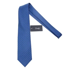 Drake's NWT Neck Tie in Blue with White & Light Blue Mini Circles 100% Silk