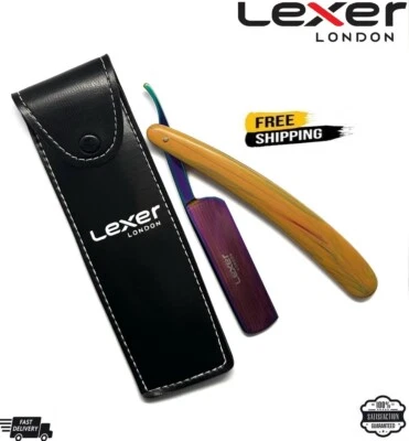 LEXER LONDON Vintage Salon Straight Cut Throat Shaving Razor Barber Shave FREE Leather Pouch