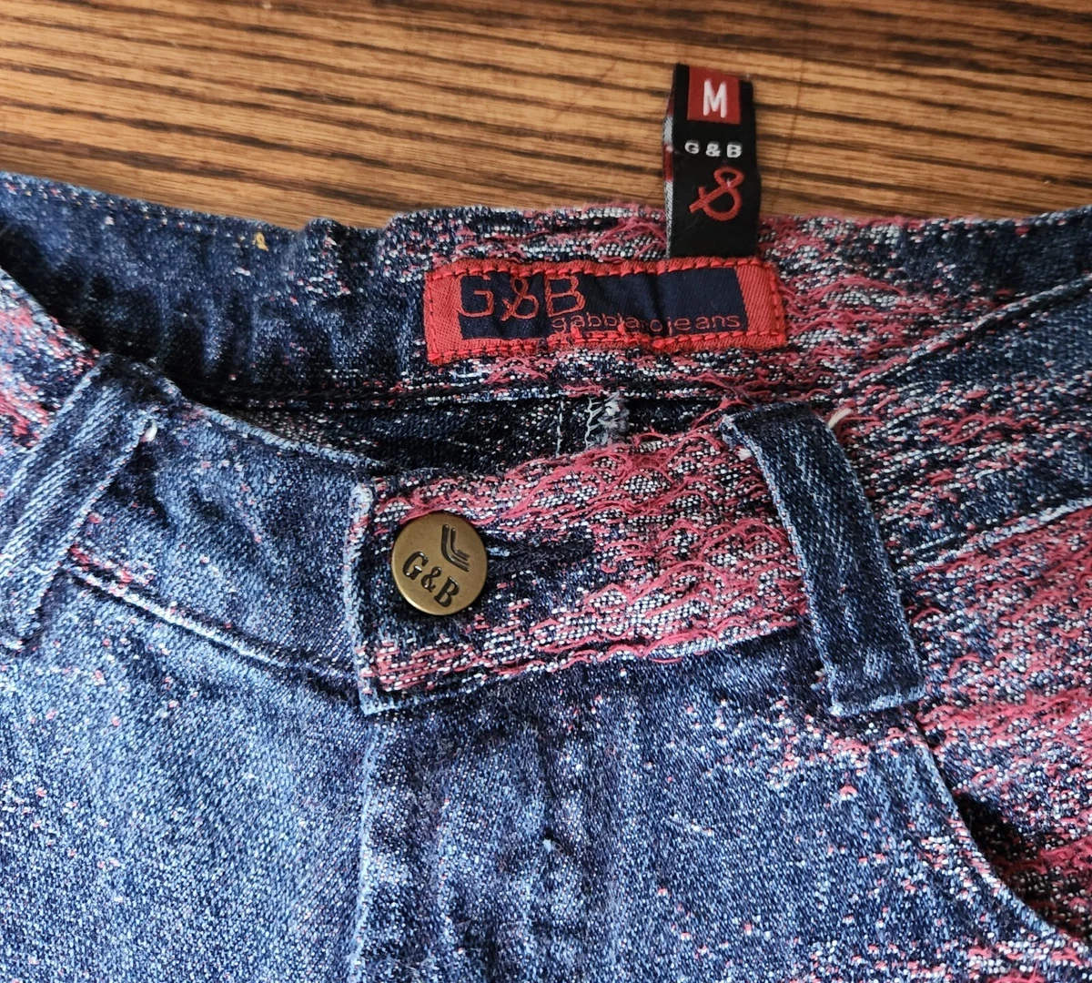 Gabbiano Jeans G B Ladies Stretch Flare Blue Denim Red Stitching Size 4 Long