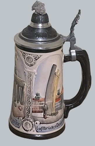 Berlin Wall German Stoneware Beer Stein Brandenburger Tor Siegessaule Decimal - Picture 14 of 22