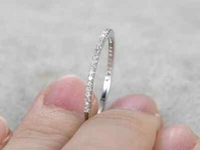 Round Simulated Diamond Eternity 14K White Gold Plated Micro Pave Wedding Band
