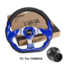 10L0L Blue Golf Cart Steering Wheel W/ Black Hub Adapter for Yamaha G1-G29