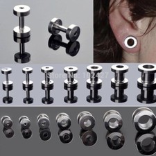 PAIR SURGICAL STEEL SCREW FIT ON EAR TUNNEL EARLET GAUGE RING 8G 6G 4G 2G 0G 00G