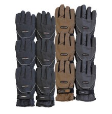 Waterproof Fleece Lined Warm Rubberized Grip Secure Strap Two Tone Gloves 12 PCK