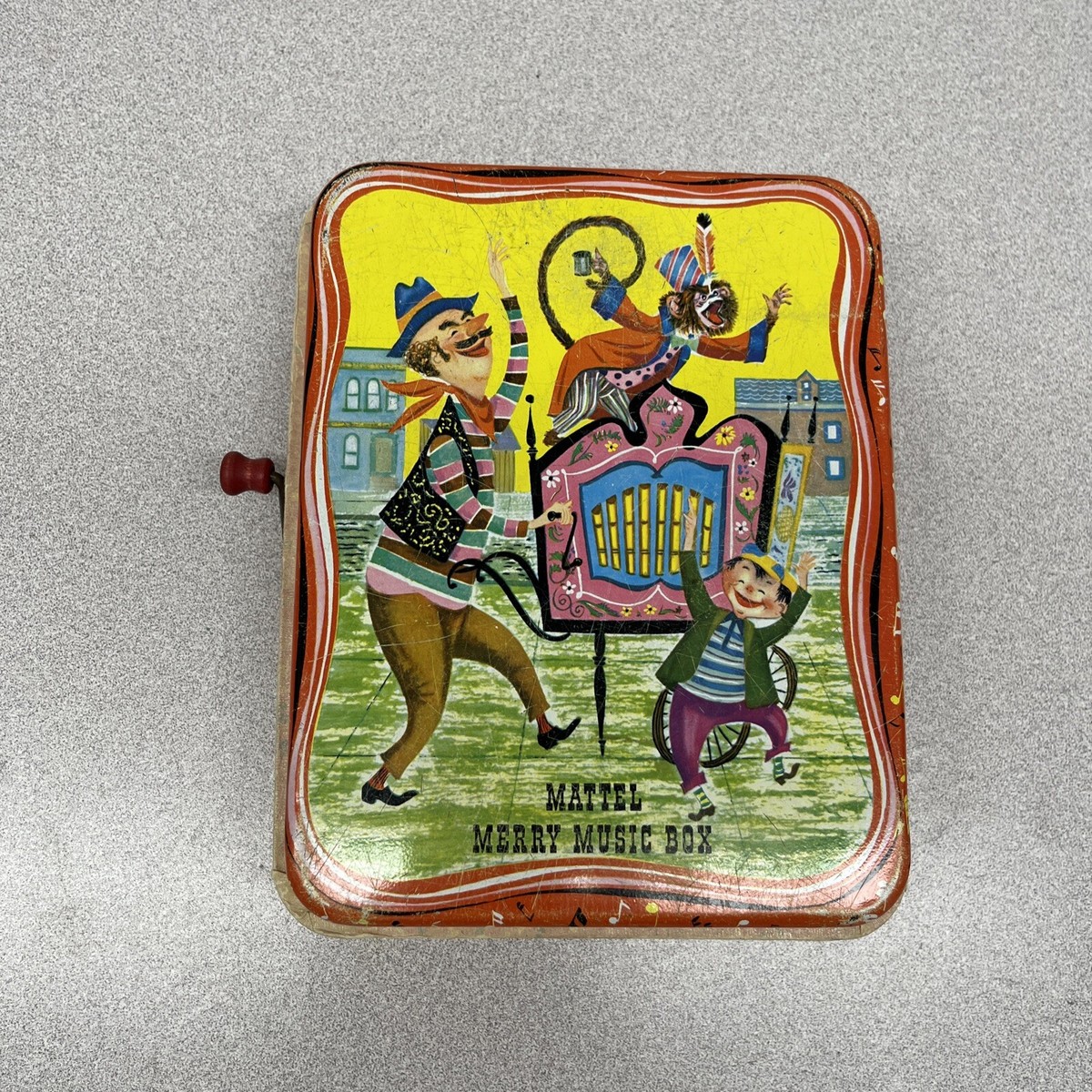 1950s Vintage Mattel Merry Music Box Windup Monkey Organ