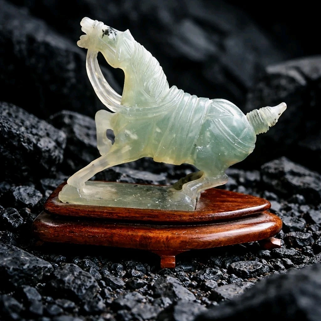 马翡翠中国风雕像、雕像| eBay