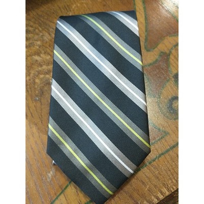 Vera Bradley for Baekgaard Black, Gray & Green Stripe Repp Neck Tie - 100% silk