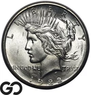 1922-S Peace Silver Dollar, Nice Cartwheel Luster, Blast White Solid Gem BU++
