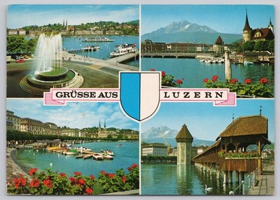 Luzern Switzerland, Greetings, Multiview, Vintage Postcard
