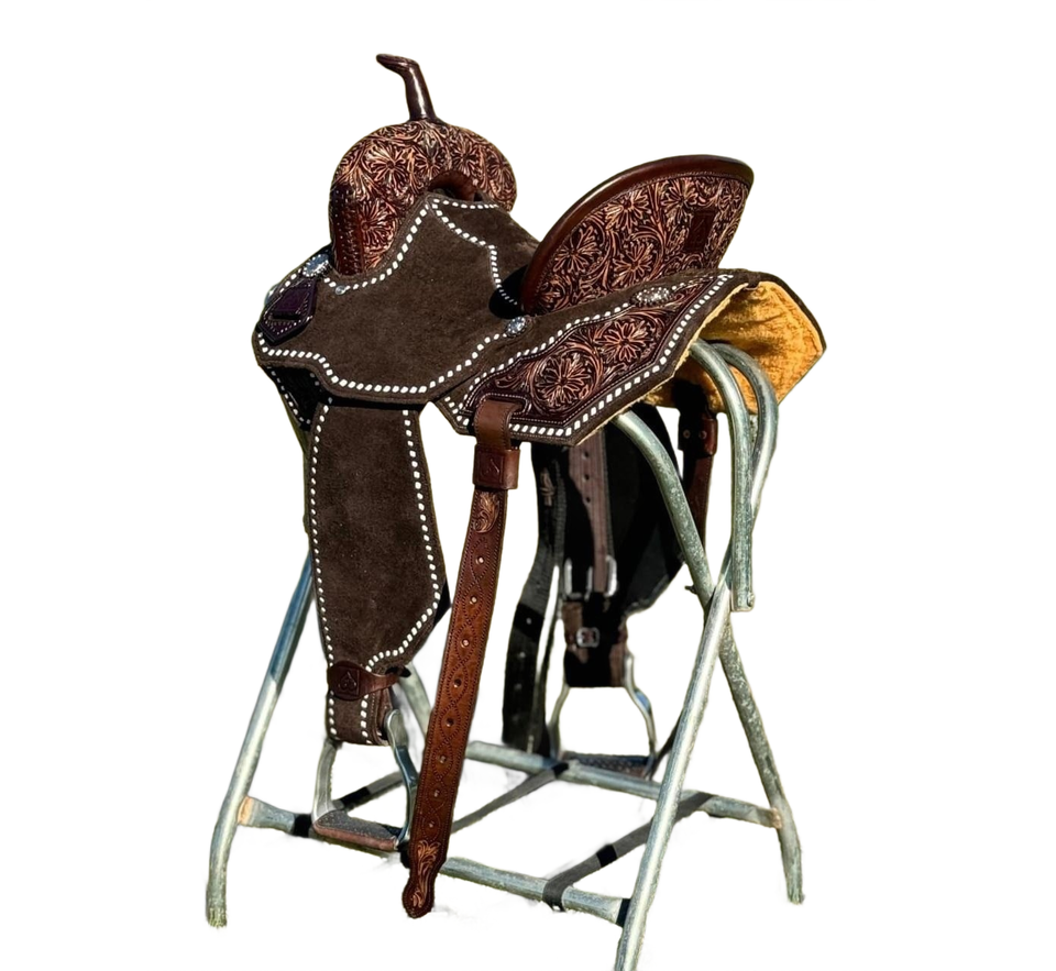 Stirrup Pattern Western Barrel Racing Horse Saddle Leather Euestrian Trail Tack Tooled ...