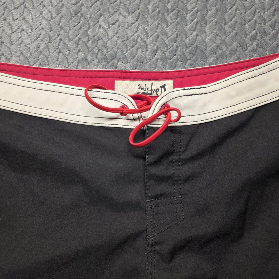 Pantalones Cortos De Colección Roxy Quiksilver Para Mujer Talla 9 Negro Gris Rojo Borde Y2K Surf Natación Foto 3 de 4