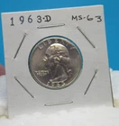 1963-D Washington QUARTER COIN 25 Cent / 90% Silver / Mint State 63