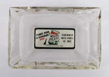 Vintage Marketing Ashtray Hartbauer Auto Parts Wolf's Head Washington Missouri
