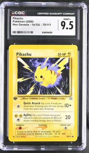 Pikachu (1st Edition) graded CGC 9.5 for sale on eBay