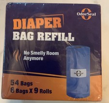 Odor Seal Diaper Pail Refill Bags 9  x 10  New Sealed 54 Bags