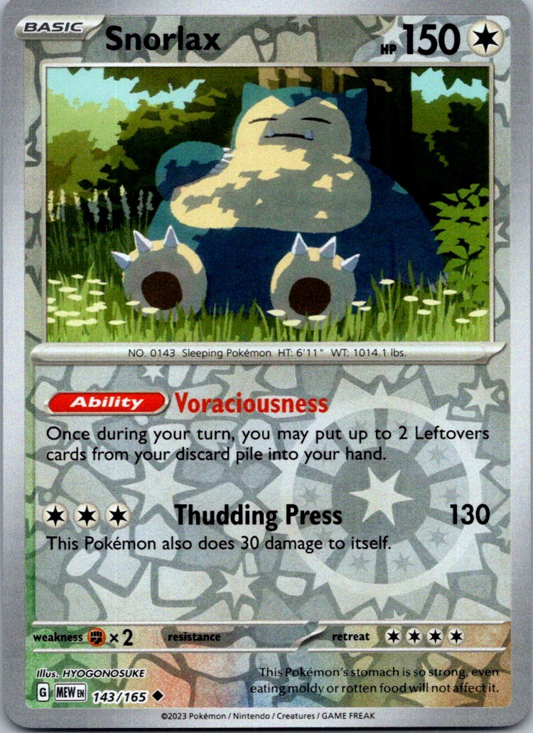 Pokemon Snorlax Uncommon SV: Scarlet & Violet 151 143/165 NM