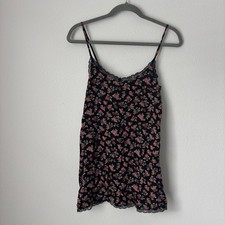 Forever 21 Dress Women's Small Black Pink Floral Lace Trim Slip Dress Tank Mini