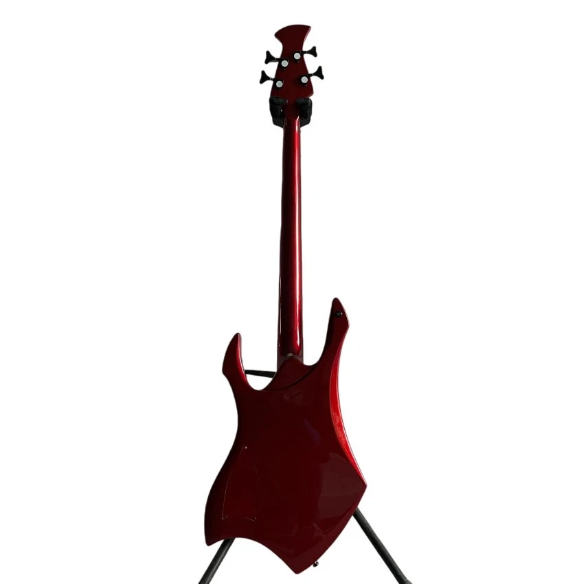 Hot Sale Metallic Red Crow Electric Bass Abalone Snake Inlay Rosewood Fretboard - Image 3 of 4