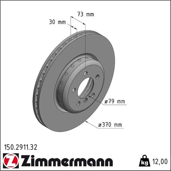 2X Zimmermann 150.2911.32 Bremsscheibe FüR BMW 3 4 F30 F80 F31 F34 F32 F82 F33-image